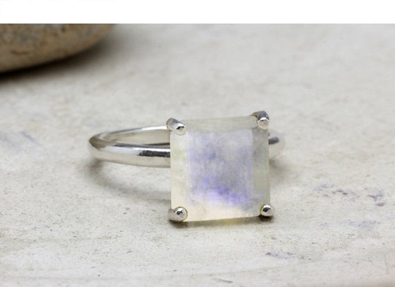 Square on sale moonstone ring